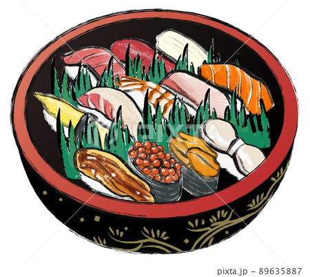 お寿司一人前のイラスト 寿司桶 お寿司一人前のイラスト 寿司桶 89635887