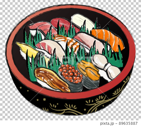 お寿司一人前のイラスト 寿司桶 お寿司一人前のイラスト 寿司桶 89635887