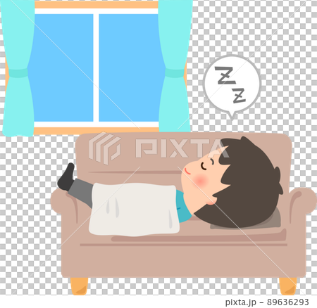 一個男人在沙發上睡午覺 89636293