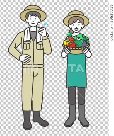 収穫した野菜を持つ農家のベクターイラスト素材/農業/園芸 収穫した野菜を持つ農家のベクターイラスト素材/農業/園芸 89636319