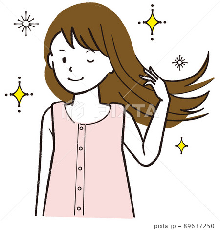 線画カラーイラスト サラサラへアの女の子 89637250