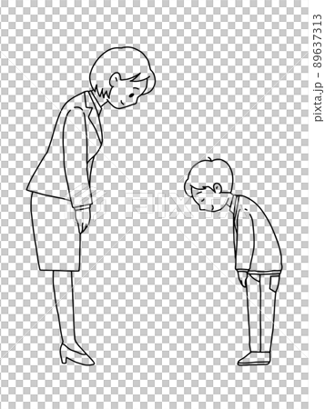 鞠躬人/女人/男孩/畫線 89637313