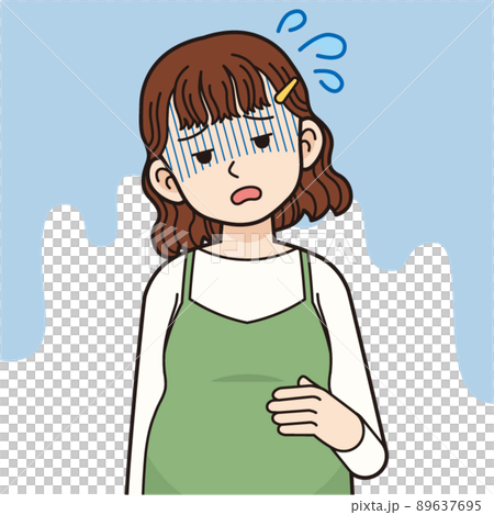 疲れた妊婦_線画 疲れた妊婦_線画 89637695