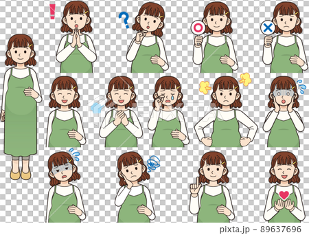 孕婦面部表情各種 set_line 繪圖 89637696