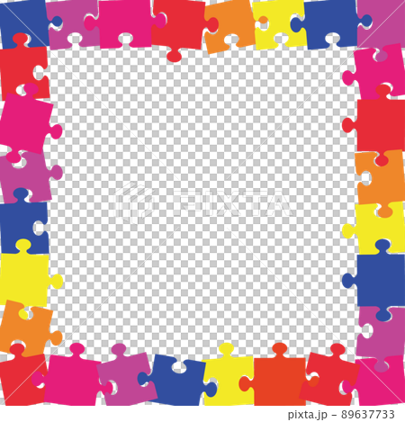 Rainbow jigsaw puzzle square type box frame background image 89637733