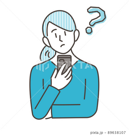 スマホを見て悩む女性【ベクターイラスト素材】 89638107