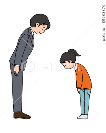 お辞儀をする人物・男性・女の子 お辞儀をする人物・男性・女の子 89638376