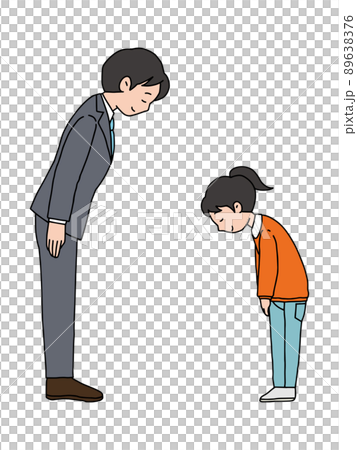 お辞儀をする人物・男性・女の子 お辞儀をする人物・男性・女の子 89638376