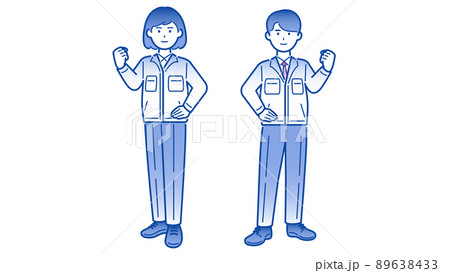 作業着 若手 男女 全身 89638433