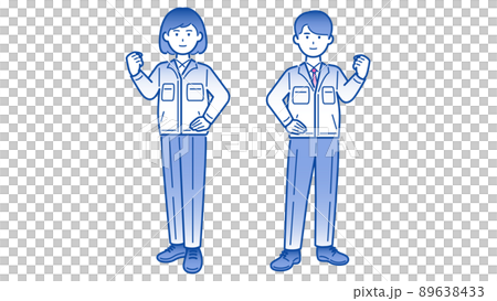 作業着 若手 男女 全身 89638433