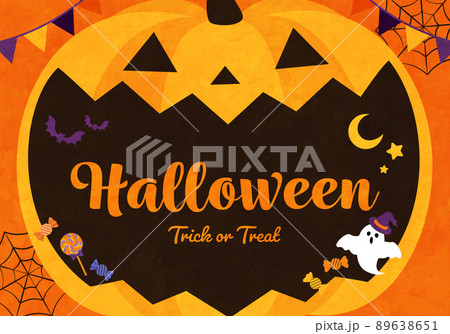 ハロウィンのカボチャのベクターイラストフレーム背景(ハロウィーン) 89638651