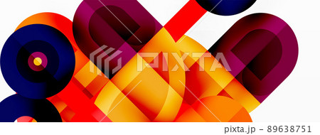 Creative geometric wallpaper. Minimal abstract background. Bright color geometric shapes on white backdrop. Business template for wallpaper, banner, background or landing 89638751