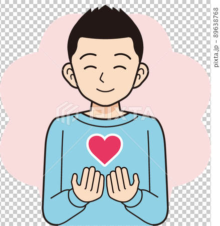 一個穿著帶有 heart_line 畫的運動衫的男人 89638768