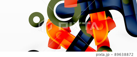 Minimalist geometric abstract background. Lines, circles with shadow effects composition wallpaper design Minimalist geometric abstract background. Lines, circles with shadow effects composition wallpaper design 89638872