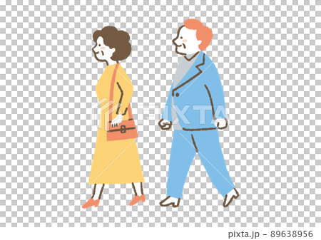 散歩している高齢夫婦_色 89638956