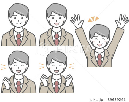 喜ぶ表情の強弱　スーツの中年男性 89639261