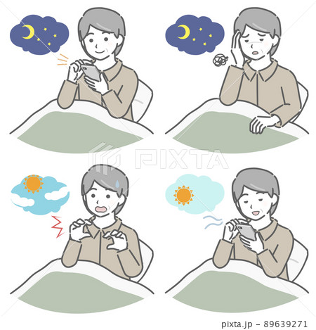 布団に入る中年男性 89639271