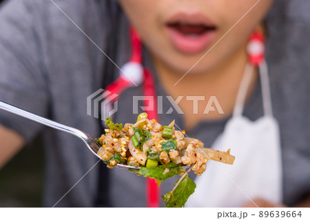 Pork larb's thai local Northeast food  89639664