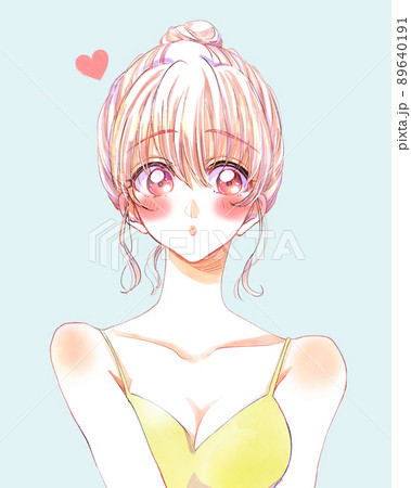 キャミソールの若い女性 おちょぼ口のイラスト素材