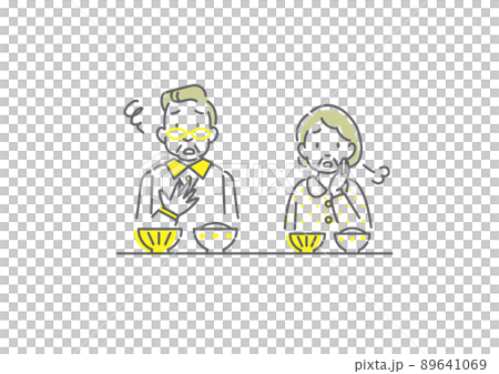 Senior couple who can not enjoy meals Simple and stylish line drawing illustration 89641069
