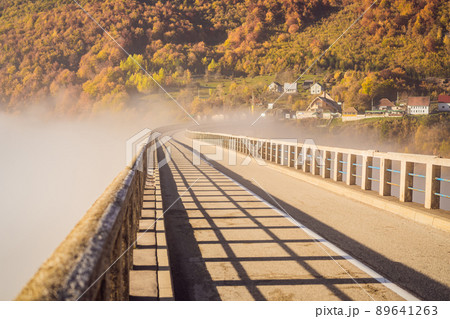 Montenegro. Dzhurdzhevich Bridge Over The River Tara foggy morning 89641263