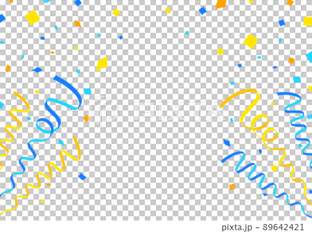 Ribbon and Confetti Cracker Frame Material / Vector / Blue Yellow / Summer / Father's Day 89642421