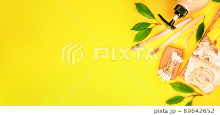 Banner, poster of Items for hygiene and face and body care made of eco-friendly materials.Plastic free background. Personal care products made from natural materials.Zero waste concept. Banner, poster of Items for hygiene and face and body care made of eco-friendly materials.Plastic free background. Personal care products made from natural materials.Zero waste concept. 89642652