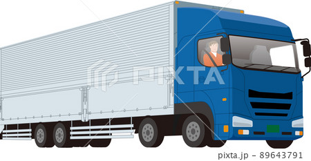 大型ウイングトラックとドライバーのイラスト 89643791