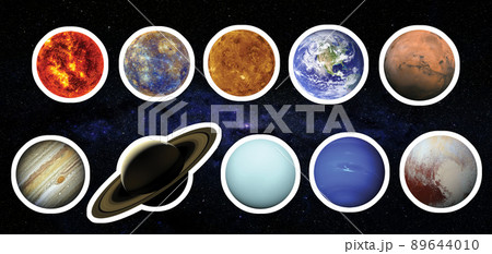Solar system with white stroke. Elements of this image furnished by NASA 89644010