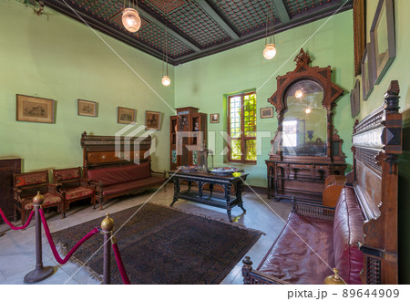 Manial Palace of Prince Mohammed Ali. Ceremonies Room with vintage furniture, Cairo, Egypt 89644909