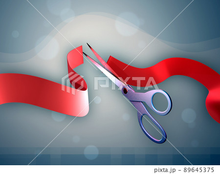 Scissors cutting a red ribbon 89645375