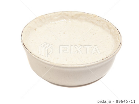 Homemade wheat sourdough for bread baking ,organic yeast for dough fermentation in bowl Homemade wheat sourdough for bread baking ,organic yeast for dough fermentation in bowl 89645711