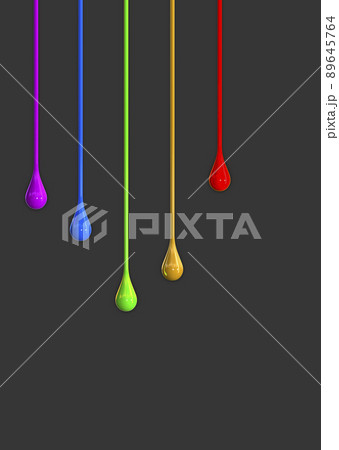 Drops of paint in different colors dripping and running down - 3d illustration Drops of paint in different colors dripping and running down - 3d illustration 89645764