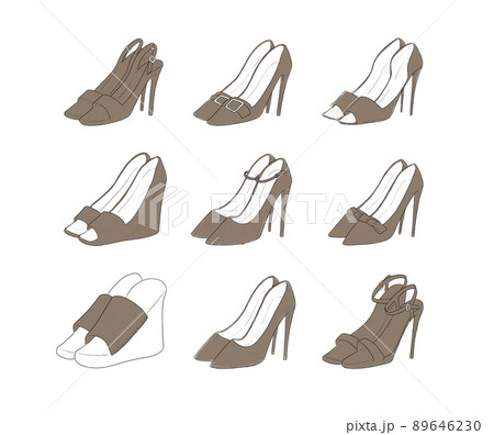 茶色のハイヒールのイラストセットのイラスト素材