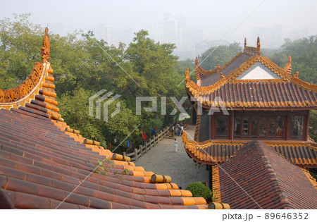 Changsha, Hunan Province, China: Tianxin Pavilion is an old Chinese pavilion located on the ancient city wall of Changsha, Hunan. View from the upper storey of the main pavilion.  89646352