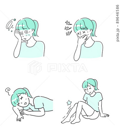 熱中症の症状　女性のイラスト 89646586