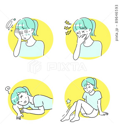 熱中症の症状　女性のイラスト 89646593