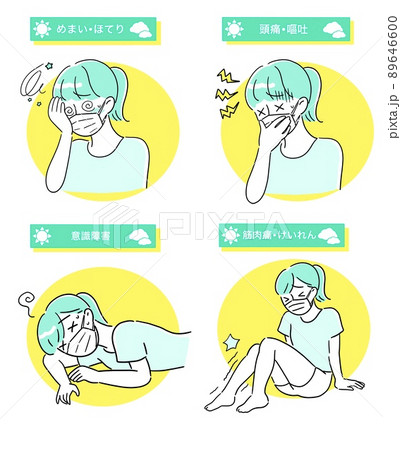 熱中症の症状　マスクをした女性のイラスト 89646600