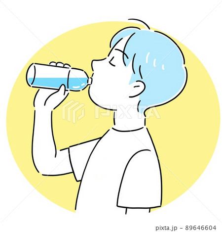 水分補給 水を飲む男性のイラストのイラスト素材