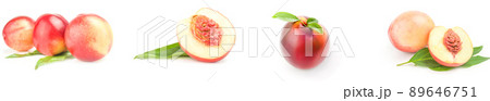 Set of juicy ripe peaches isolated on a white background cutout Set of juicy ripe peaches isolated on a white background cutout 89646751