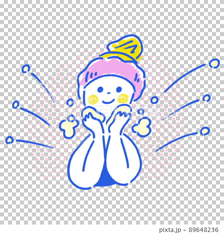 洗顔する女性・女の子のイラスト 89648236