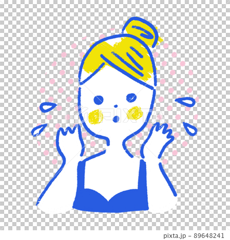 洗顔でさっぱりする女性・女の子のイラスト 洗顔でさっぱりする女性・女の子のイラスト 89648241