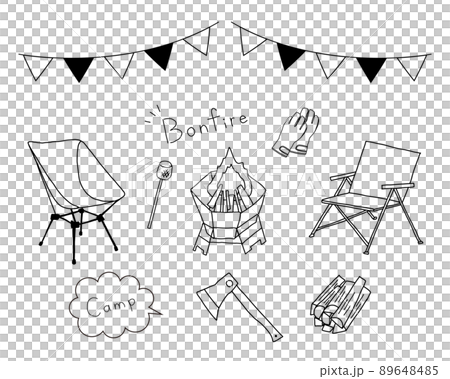 キャンブの焚き火のイラストセット 89648485