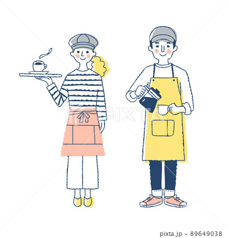 カフェ店員の男女 89649038