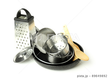 Different kitchen utensil isolated on white background 89649892