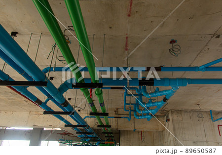 Pipe Systems, pipeline on building ceiling. Pipe Systems, pipeline on building ceiling. 89650587