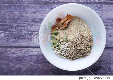 mixed of different spice in a bowl on table  89651149
