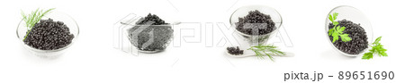 Collage of beluga roe on a background Collage of beluga roe on a background 89651690