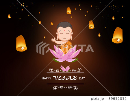 Happy vesak day with funny cartoon lord buddha Happy vesak day with funny cartoon lord buddha 89652052