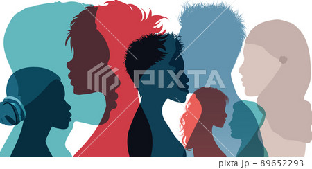 Racial equality and anti-racism. Silhouette profile group of men women and girl of diverse culture. Diversity multi-ethnic and multiracial people. Multicultural society. Friendship Racial equality and anti-racism. Silhouette profile group of men women and girl of diverse culture. Diversity multi-ethnic and multiracial people. Multicultural society. Friendship 89652293